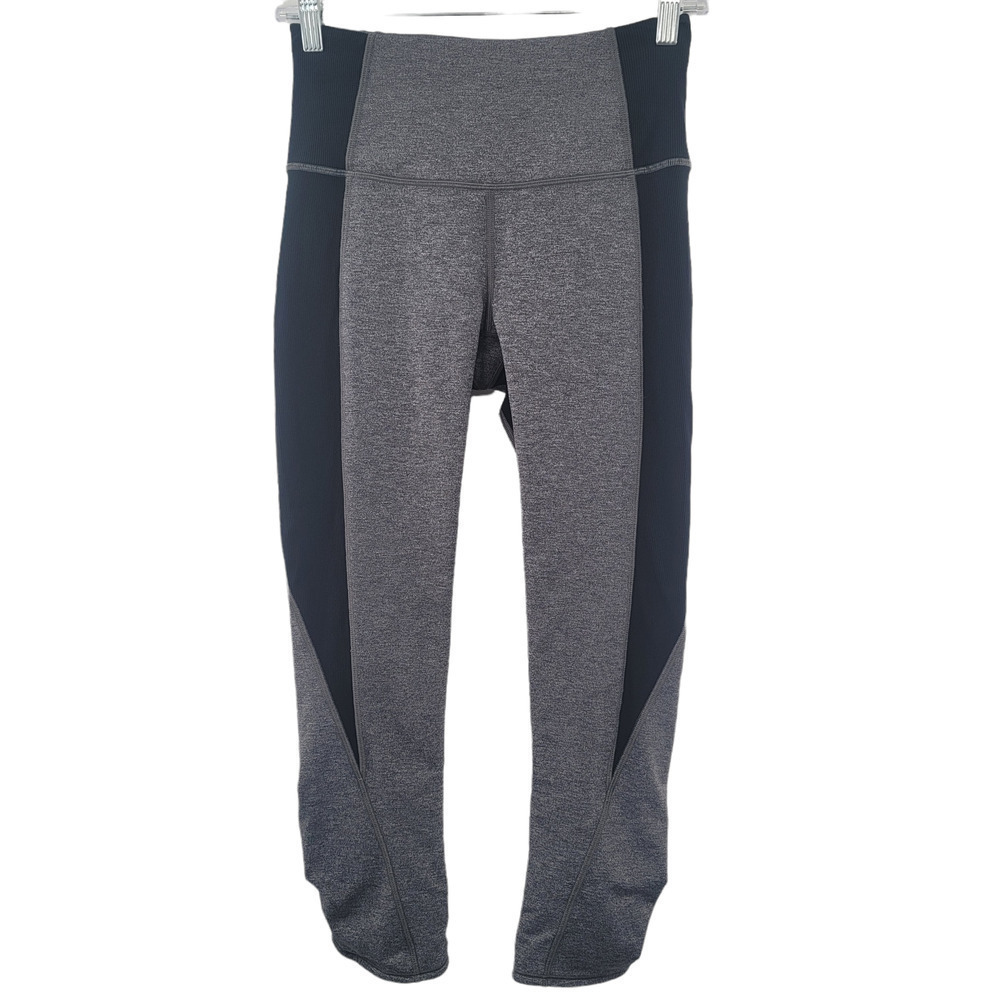 LULULEMON On Your Mark Crop (23") Heathered Black / Black Size 6 Active Running - Picture 5 of 15